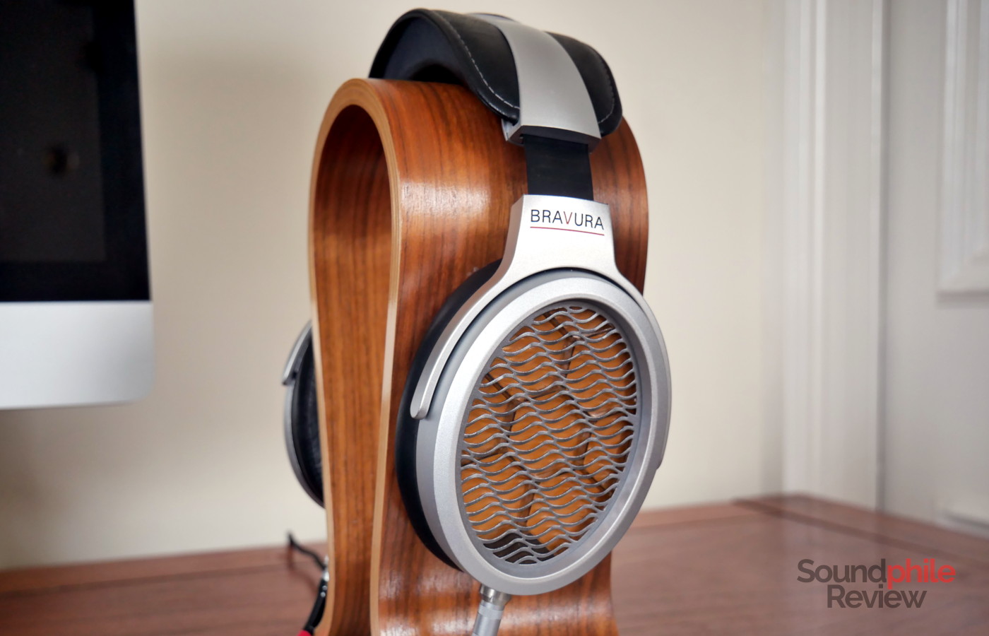 Warwick Acoustics Bravura on a headphone stand